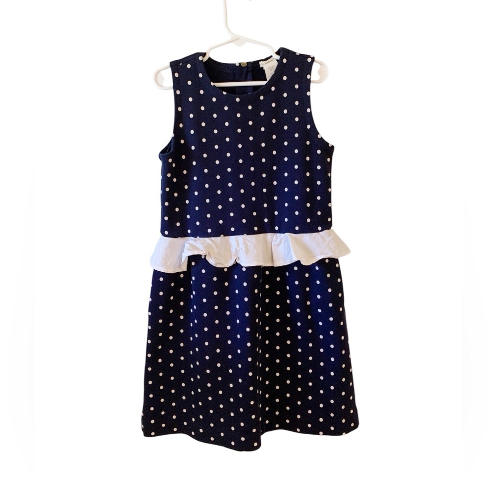 Crewcuts J Crew Navy Blue Polka Dot Girls Dress size 8